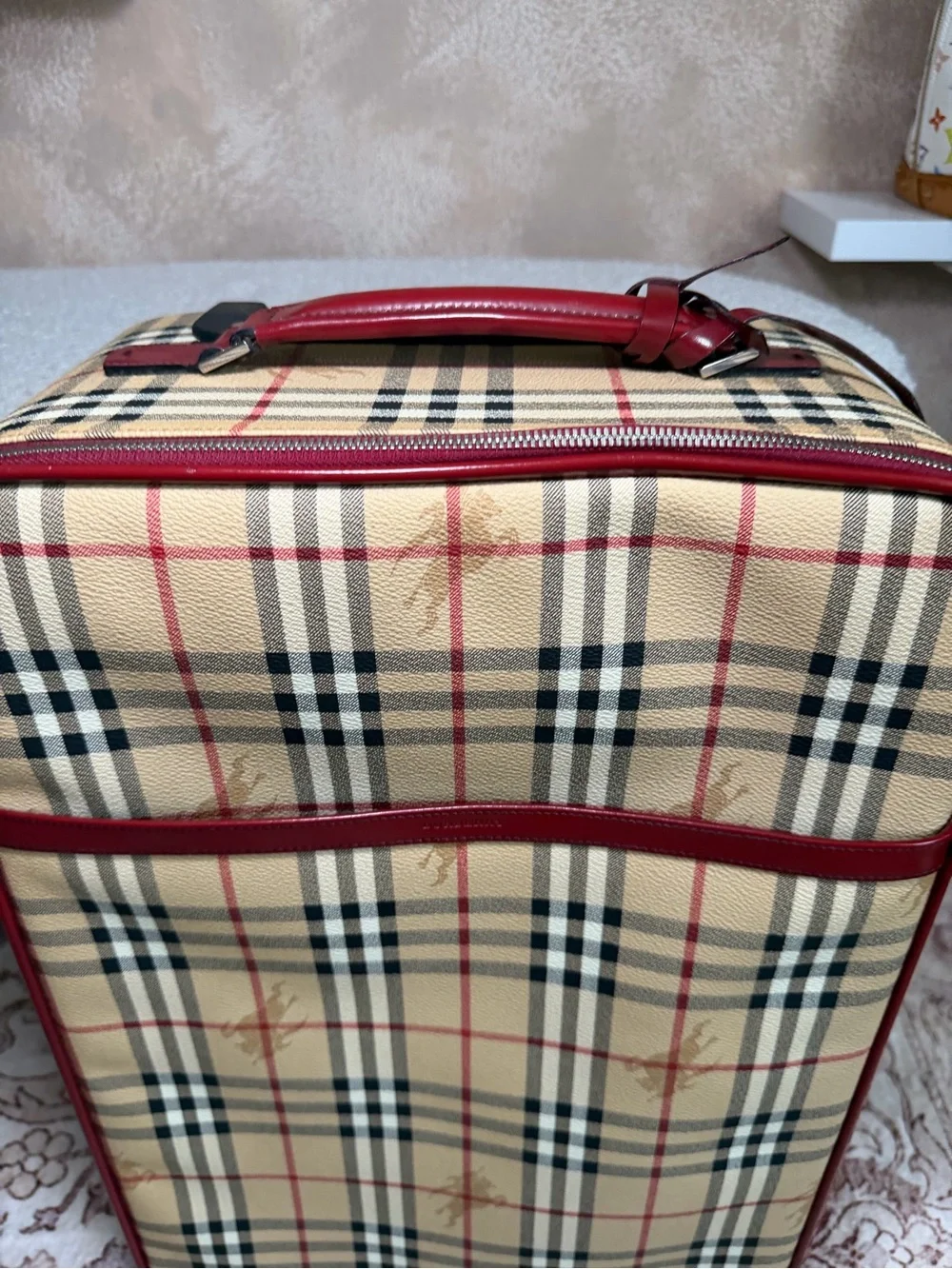 Burberry Classic Checkered Carry-On with Red Trim